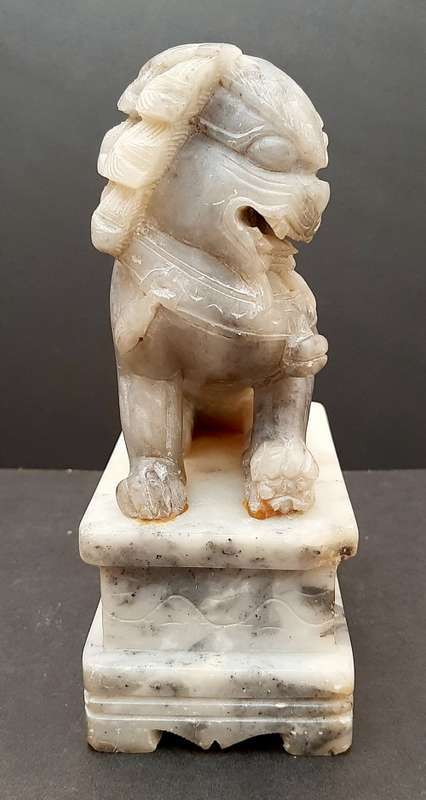 Grey Marble Foo Dog Statuette