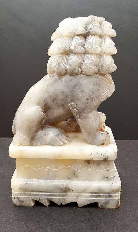 Grey Marble Foo Dog Statuette