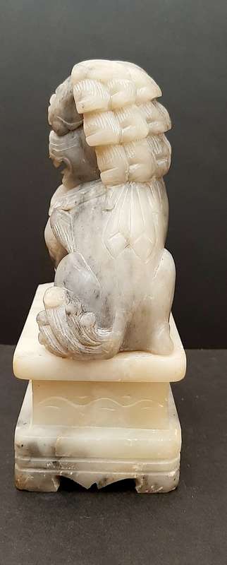 Grey Marble Foo Dog Statuette