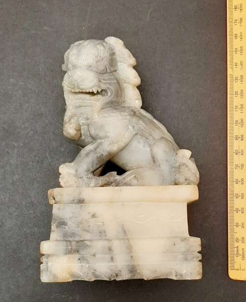 Grey Marble Foo Dog Statuette