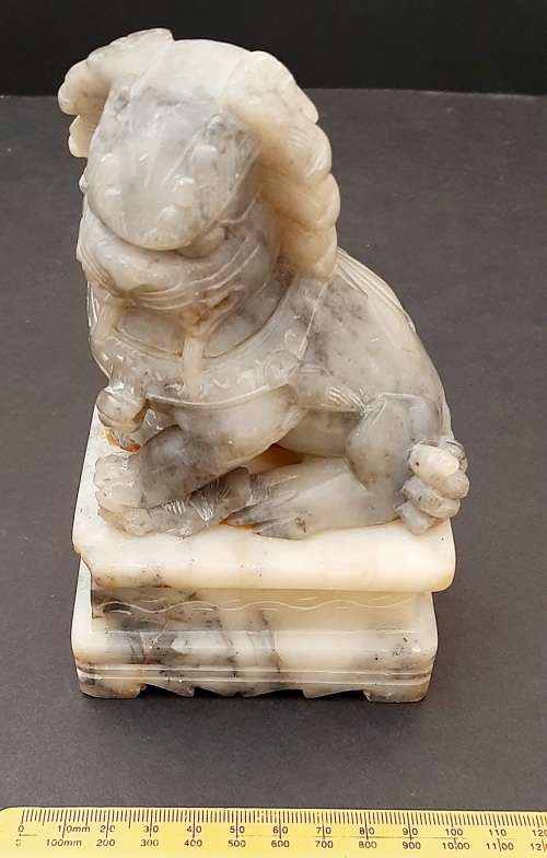 Grey Marble Foo Dog Statuette