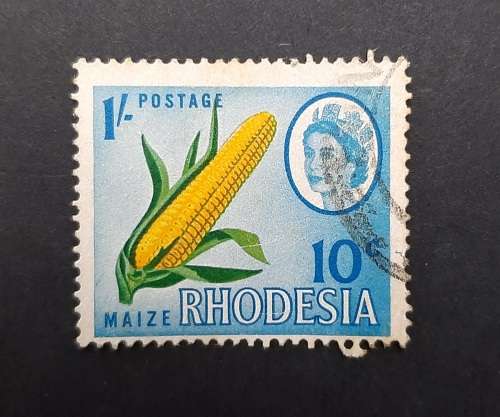 ** 1966 Rhodesia 1 Shilling / 10c  Maize Stamp (USED).**