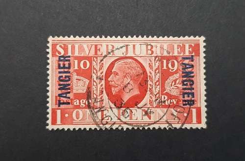 ** 1935 KGV Silver Jubilee 1 Penny Tangier O/P Stamp (USED).**