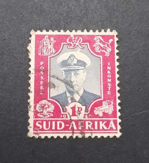1947 KGVI South Africa 1d Revenue Postage Stamp