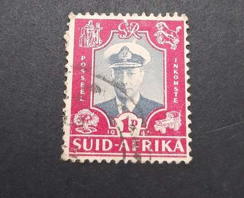 1947 KGVI South Africa 1d Revenue Postage Stamp