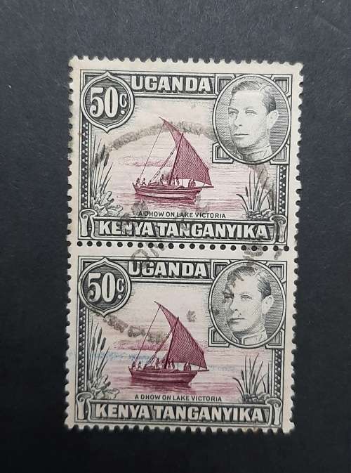 ** 1938 KGVI Uganda, Kenya, Tanganyika 50c Pair Stamps (USED)**