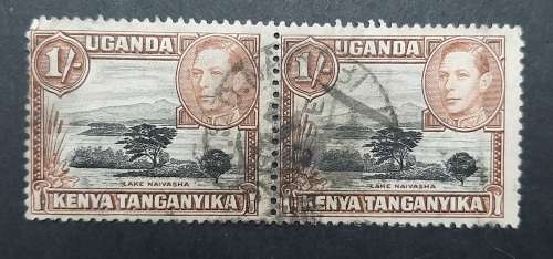 ** 1938 KGVI Uganda, Kenya , Tanganyika 1 Shilling Pair Stamps(USED)**