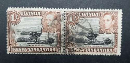 ** 1938 KGVI Uganda, Kenya , Tanganyika 1 Shilling Pair Stamps(USED)**