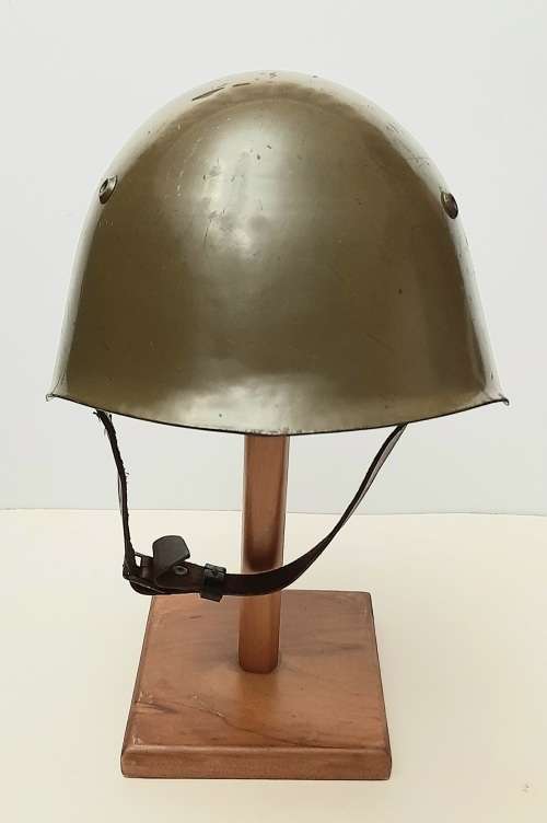 ** Border War : 1980s Bulgarian M72 Battle Damaged Steel Helmet w/ Liner & Chinstrap **