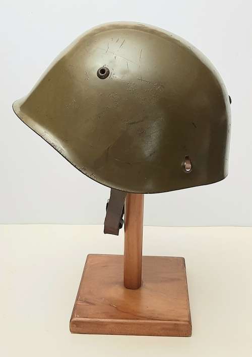 ** Border War : 1980s Bulgarian M72 Battle Damaged Steel Helmet w/ Liner & Chinstrap **