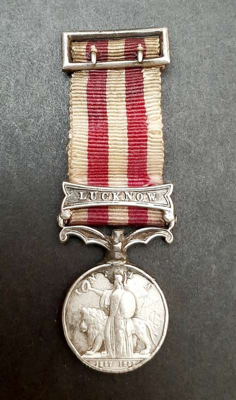 ** 1858 Indian Mutiny Miniature Medal w/ Lucknow Clasp & Silk Ribbon.**