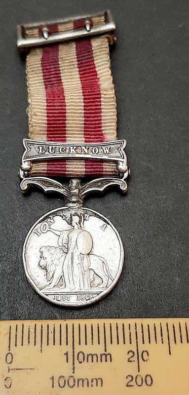 ** 1858 Indian Mutiny Miniature Medal w/ Lucknow Clasp & Silk Ribbon.**