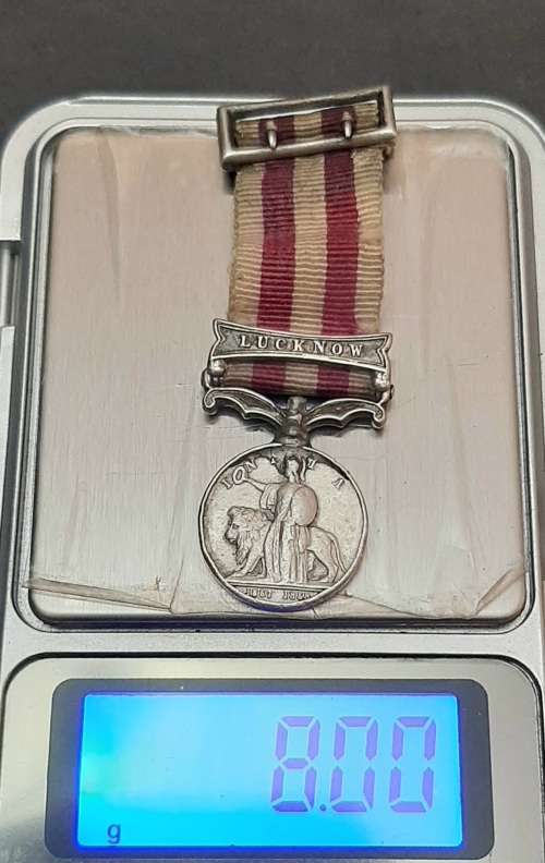 ** 1858 Indian Mutiny Miniature Medal w/ Lucknow Clasp & Silk Ribbon.**