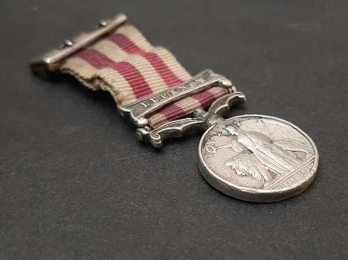 ** 1858 Indian Mutiny Miniature Medal w/ Lucknow Clasp & Silk Ribbon.**