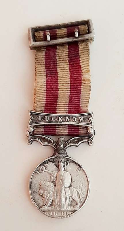 ** 1858 Indian Mutiny Miniature Medal w/ Lucknow Clasp & Silk Ribbon.**