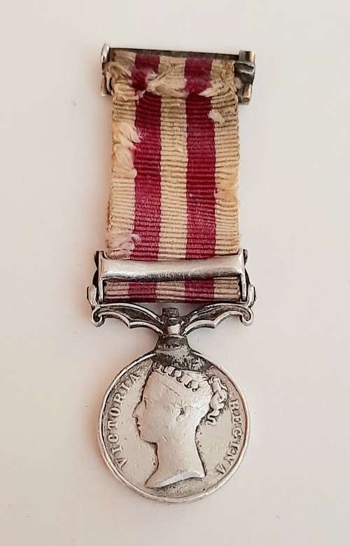 ** 1858 Indian Mutiny Miniature Medal w/ Lucknow Clasp & Silk Ribbon.**