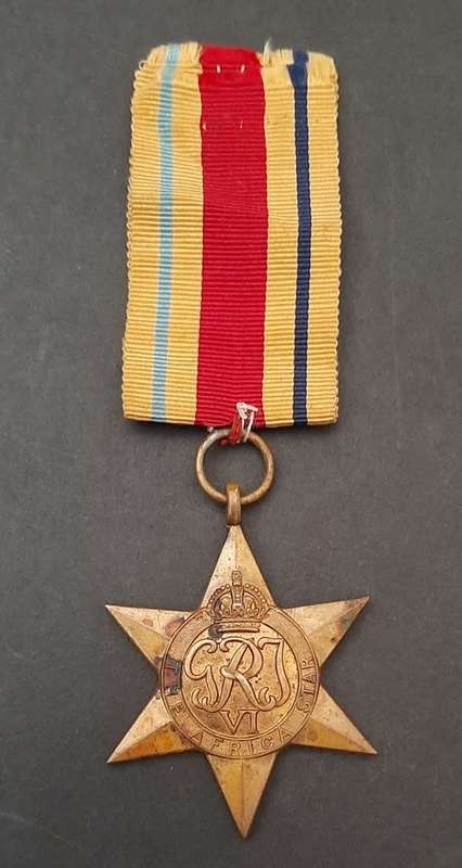 ** WW2  Full-Size Africa Star Medal w/ Ribbon att. Native Soldier.**