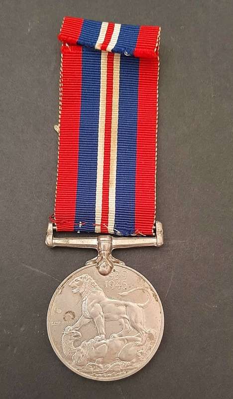 ** WW2  Full-Size British 1939-45  Medal w/ Ribbon att. Native Soldier.**