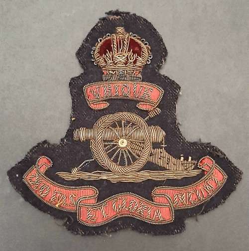 ** WW1 British Royal Artillery Bullion Regimental Badge (Made in Rhodesia).**
