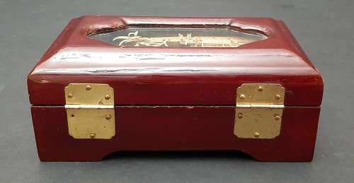 ** 20th Century Chinese Cork Diorama Scene Jewellery Box (15cm x 8cm).**