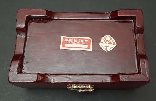 ** 20th Century Chinese Cork Diorama Scene Jewellery Box (15cm x 8cm).**