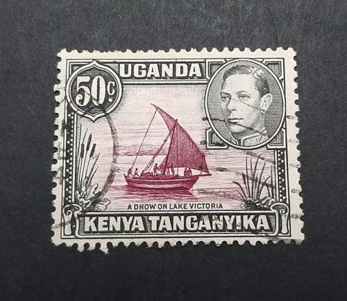 ** 1938 KGVI Uganda, Kenya, Tanganyika 50c Stamp (USED)**