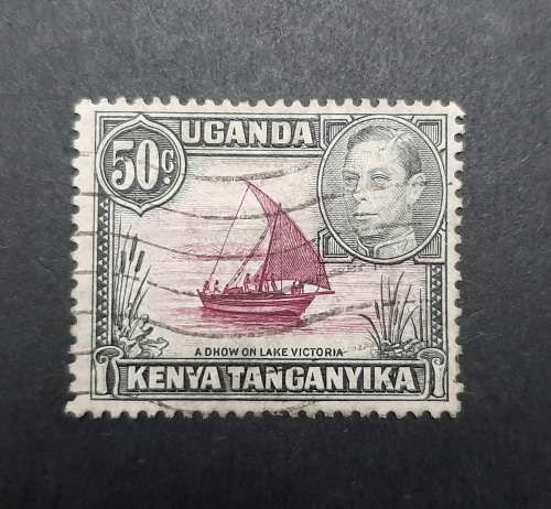 ** 1938 KGVI Uganda, Kenya, Tanganyika 50c Stamp (USED).**