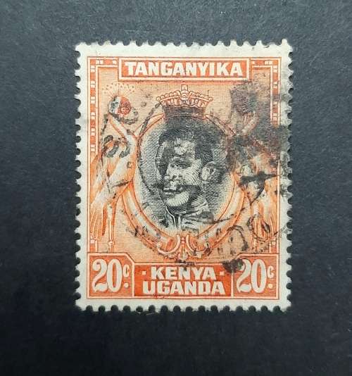 ** 1938 KGVI  Tanganyika, Kenya, Uganda 20c Stamp (USED).**