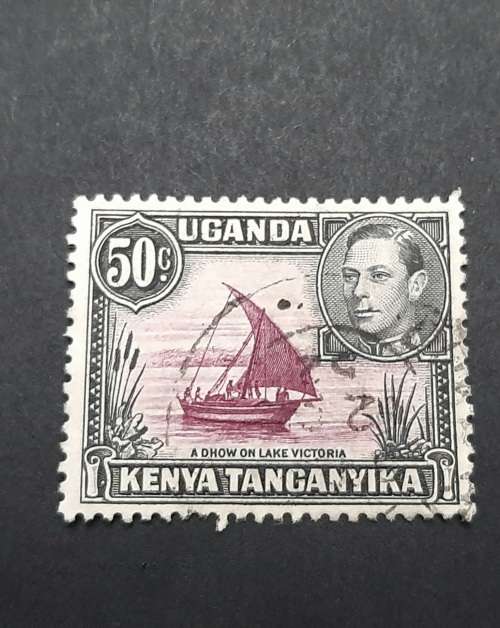 1938 KGVI Uganda, Kenya, Tanganyika 50c Stamp (USED)
