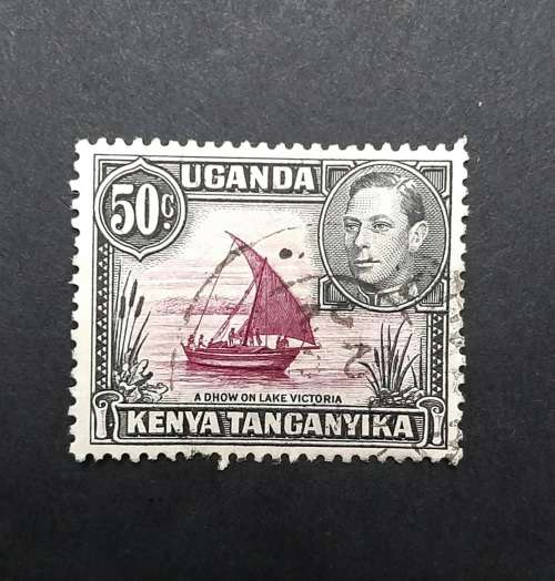 1938 KGVI Uganda, Kenya, Tanganyika 50c Stamp (USED)