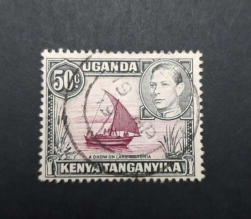 ** 1938 KGVI Uganda, Kenya, Tanganyika 50c Stamp (USED).**