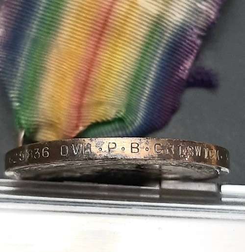 WWI Allied Victory Medal with Silk Ribbon - Honourable Artillery Coy