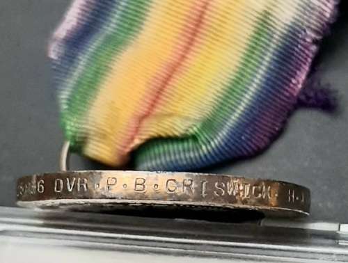 WWI Allied Victory Medal with Silk Ribbon - Honourable Artillery Coy