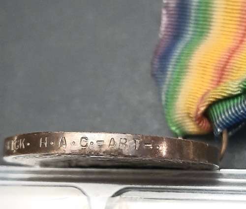 WWI Allied Victory Medal with Silk Ribbon - Honourable Artillery Coy