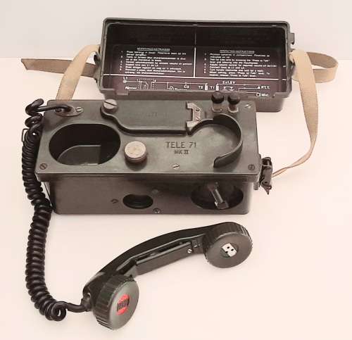 ** 1960s SADF Tele-71 Mark II Field Telephone w/ Webbing Harness (Complete).**