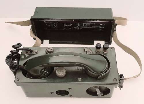 ** 1960s SADF Tele-71 Mark II Field Telephone w/ Webbing Harness (Complete).**