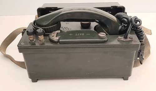 ** 1960s SADF Tele-71 Mark II Field Telephone w/ Webbing Harness (Complete).**