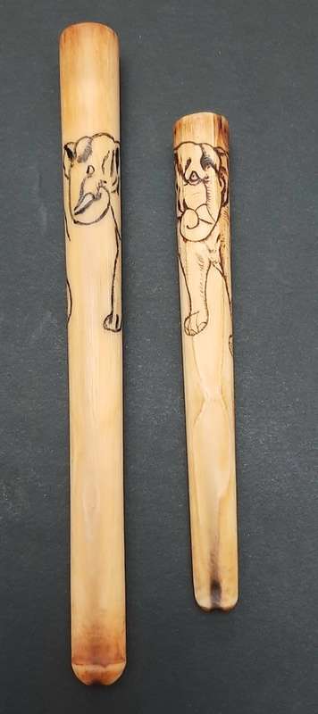 Early 20th Century  `Asian Elephant` Pair Cigarette Holders (x2).