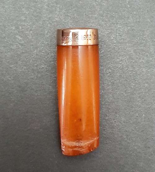 Edwardian Gent's Amber Cheroot / Cigarette Holder, 9ct Gold Mounted (Birm. 1908)