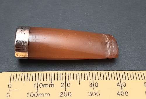 Edwardian Gent's Amber Cheroot / Cigarette Holder, 9ct Gold Mounted (Birm. 1908)