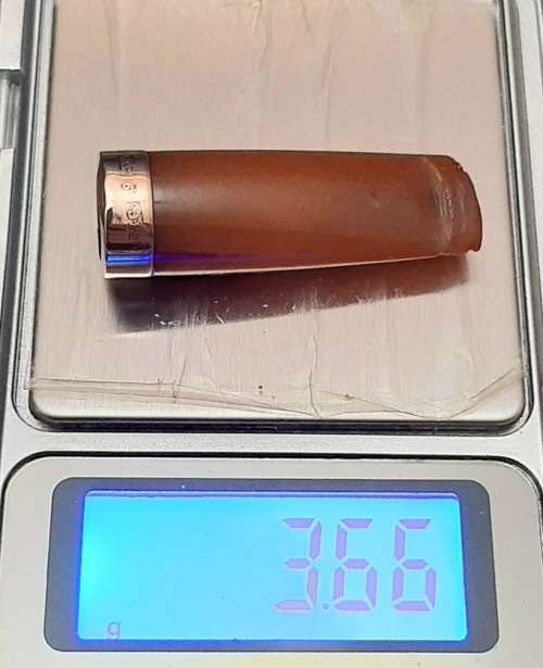 Edwardian Gent's Amber Cheroot / Cigarette Holder, 9ct Gold Mounted (Birm. 1908)