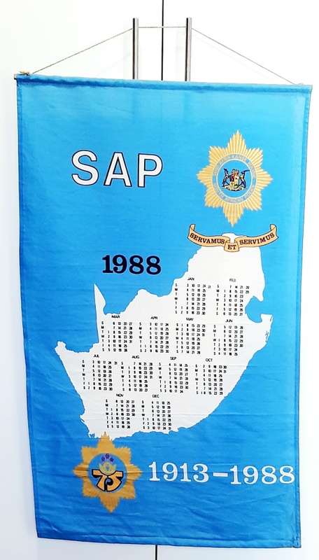 1988 South African Police 75th Anniversary Cotton Full-Size Calendar 1m x 0.6m