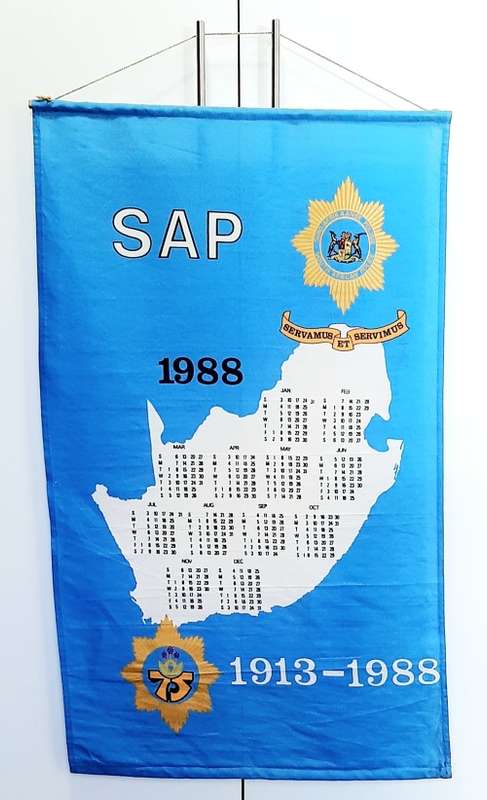 1988 South African Police 75th Anniversary Cotton Full-Size Calendar 1m x 0.6m