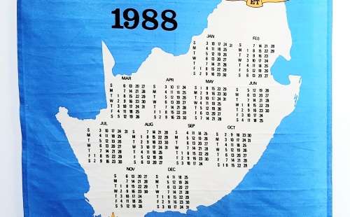 1988 South African Police 75th Anniversary Cotton Full-Size Calendar 1m x 0.6m