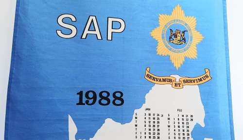 1988 South African Police 75th Anniversary Cotton Full-Size Calendar 1m x 0.6m