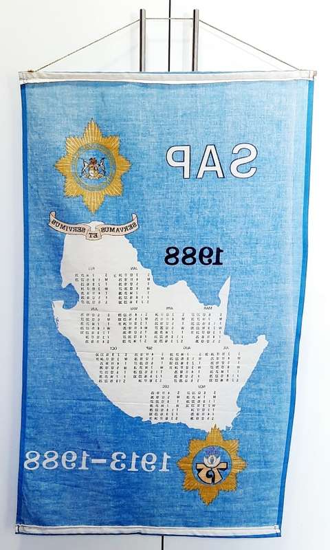 1988 South African Police 75th Anniversary Cotton Full-Size Calendar 1m x 0.6m