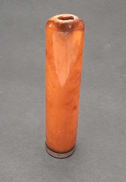 ** STUNNING: 9ct Gold Mounted Edwardian Gent`s Amber Cheroot / Cigarette Holder( 10cm).**