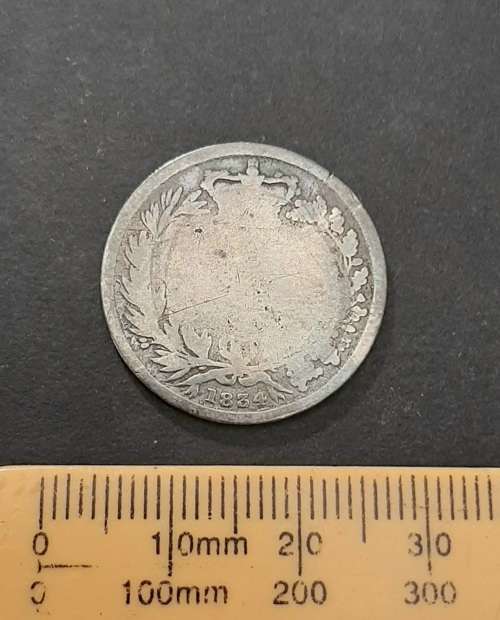 ** .925 Silver Great Britain 1834 William IV One Shilling Coin (G/AG).**