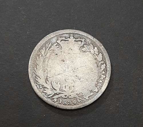 ** .925 Silver Great Britain 1834 William IV One Shilling Coin (G/AG).**