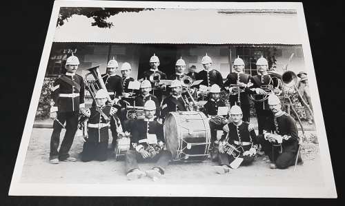 **RARE: 1897 Robertson Volunteer Rifles Band Large B/W Photograph(Inscribed) [21cm x 17cm].**